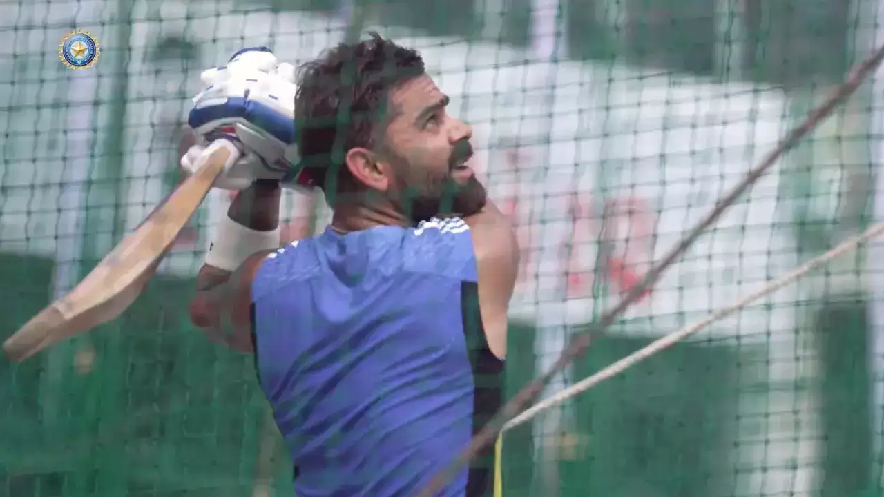 Watch: Virat smashes big & long as India hit the nets in Kanpur